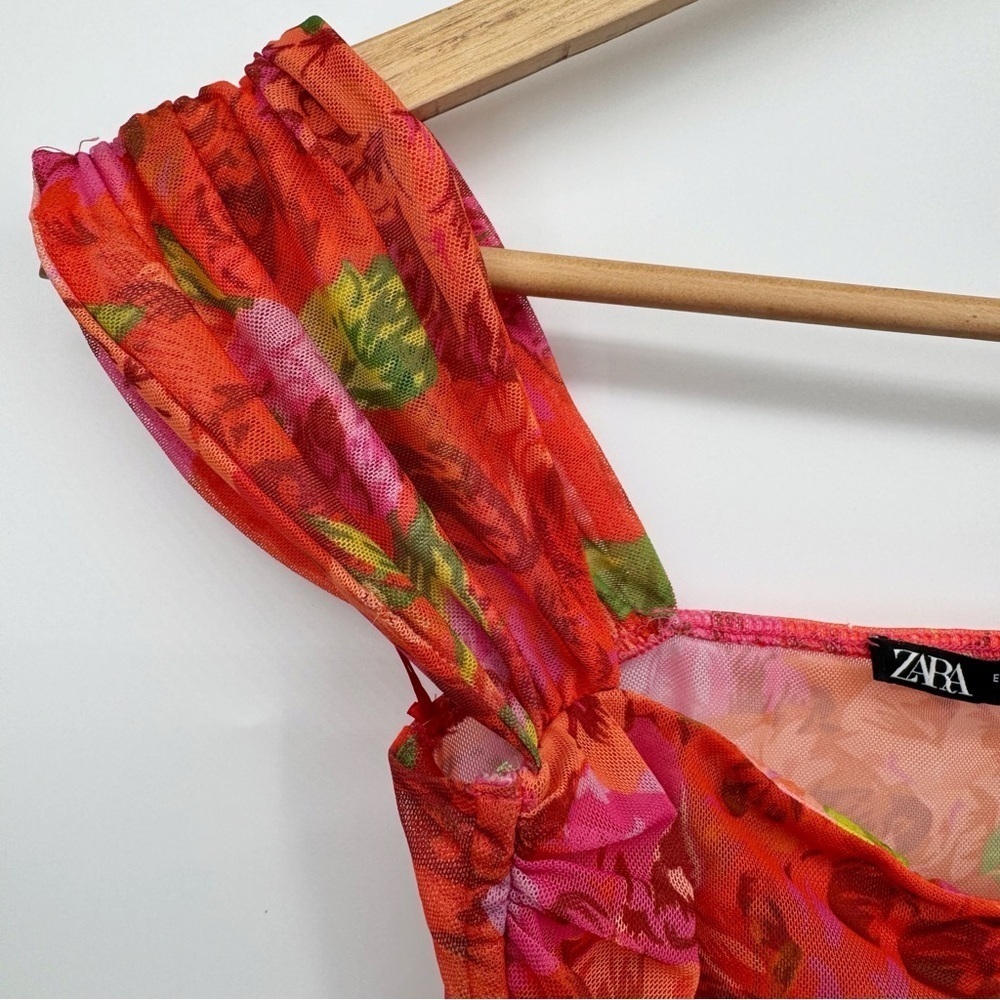 Zara Sheer Floral Corset Crop Top Women’s Small Vacation Resort Kawaiigirl - Picture 3 of 10
